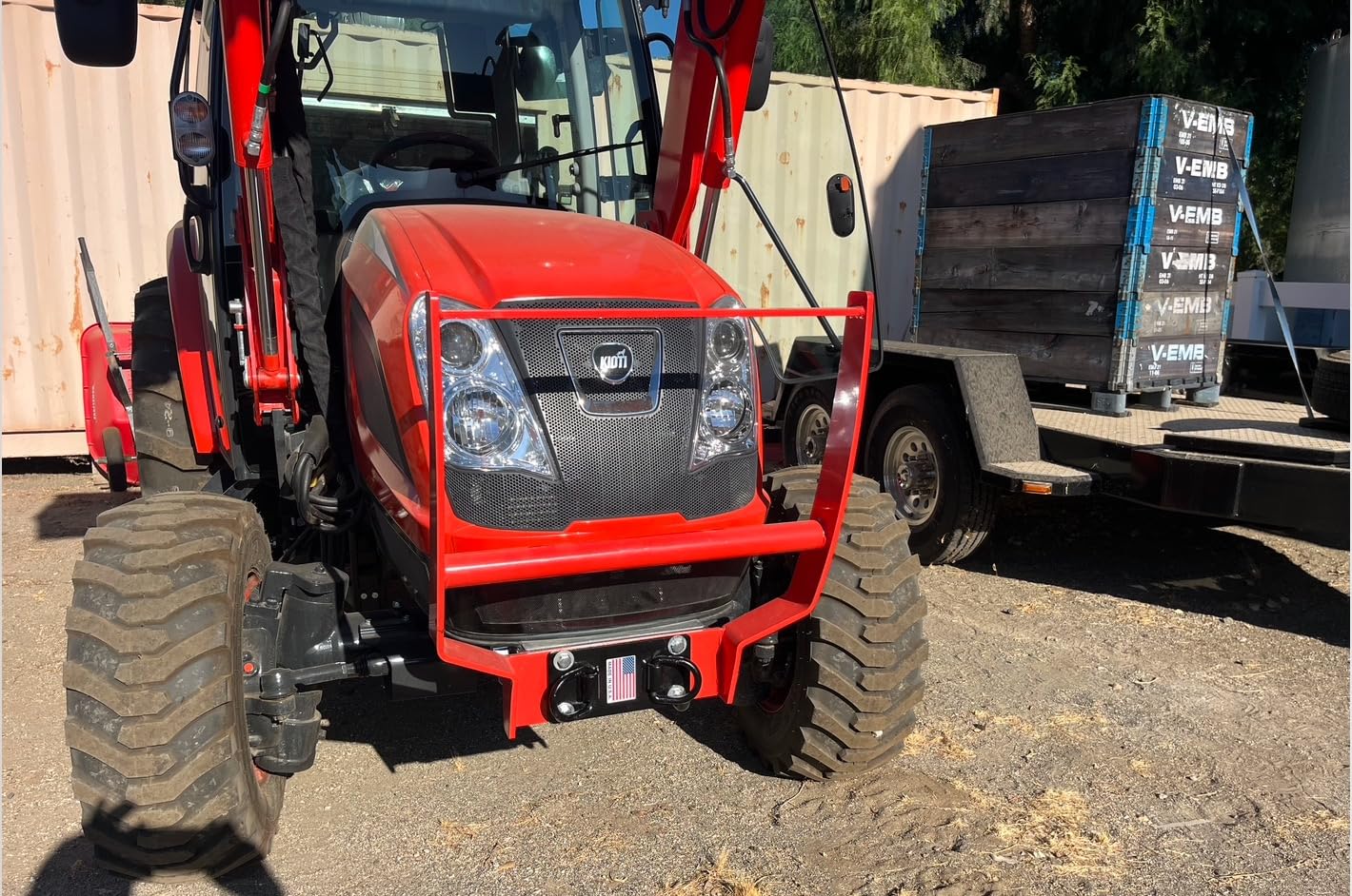 M.G.E. Products Kioti Bobcat Tractor Front Bumper Hitch D Ring Bracket Tie Down Hooks, Black