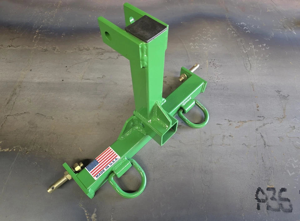 M.G.E. Products Custom CAT 0 Farm Tractor Skid 3 Point Hitch Drawbar Receiver Hitch - Green