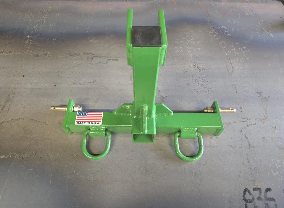 M.G.E. Products Custom CAT 0 Farm Tractor Skid 3 Point Hitch Drawbar Receiver Hitch - Green