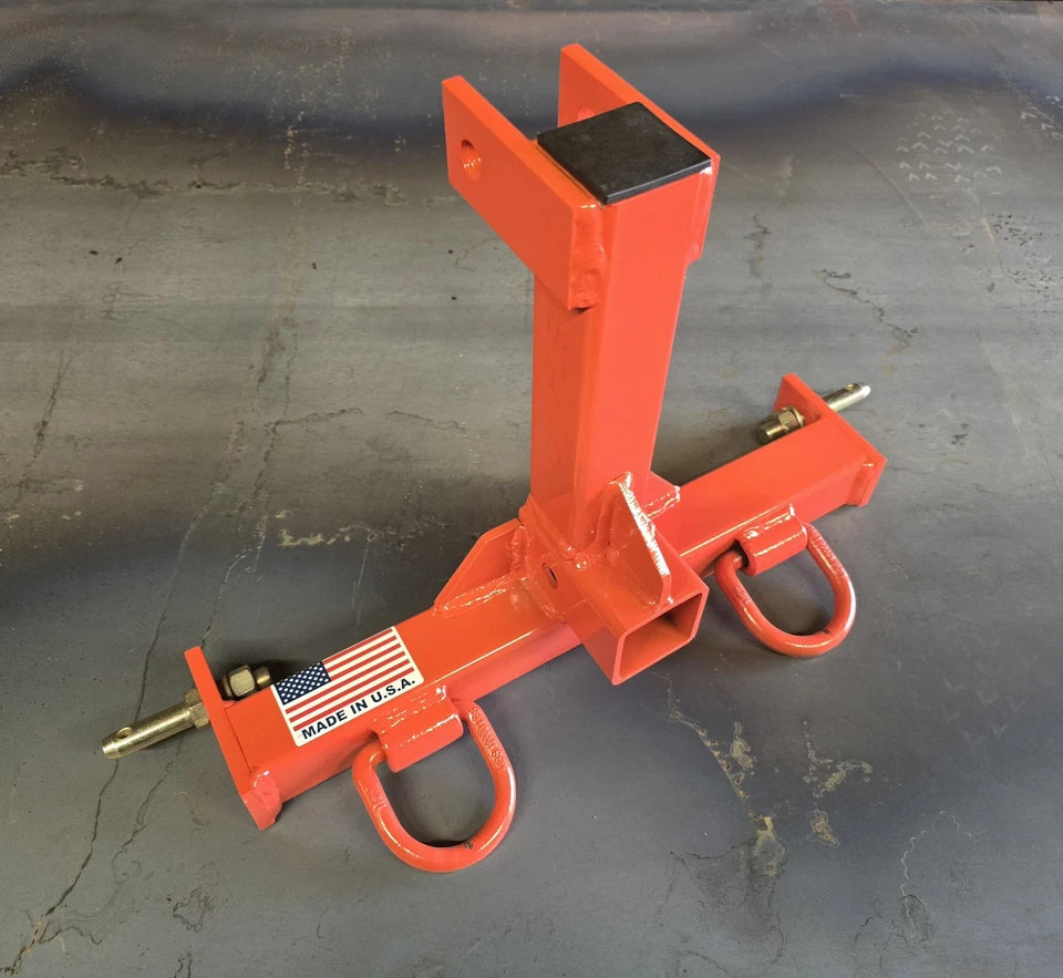 M.G.E. Products Custom CAT 0 Farm Tractor Skid 3 Point Hitch Drawbar Receiver Hitch - Orange