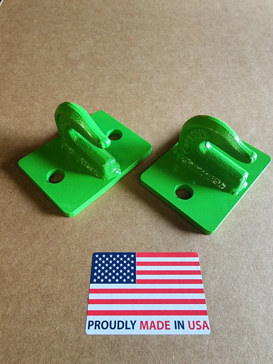 M.G.E. Products 5/16" Heavy Duty Steel Bolt On Grab Hooks for Loader Tractor Bucket - Pack of (2) - Green