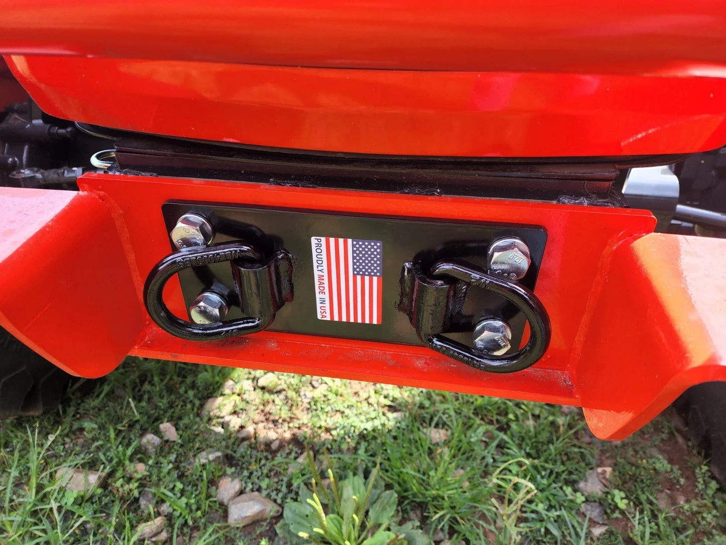 M.G.E. Products Kioti RX7320 Front Bumper Hitch D Ring Bracket, Ideal for Secure Connection, Powder-Coated Finish, 1/4" Thick Steel, USA-Made Quality