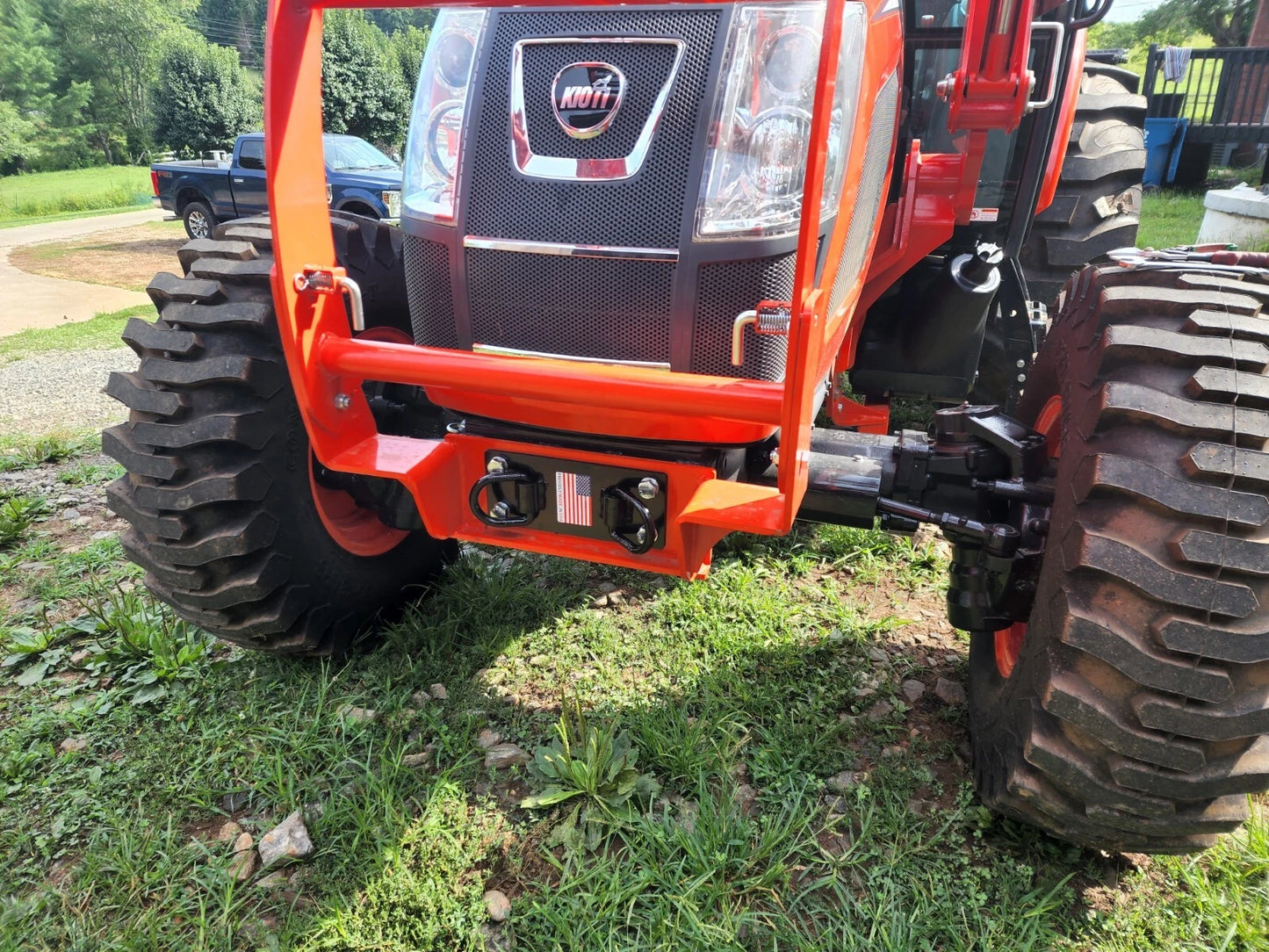 M.G.E. Products Kioti RX7320 Front Bumper Hitch D Ring Bracket, Ideal for Secure Connection, Powder-Coated Finish, 1/4" Thick Steel, USA-Made Quality