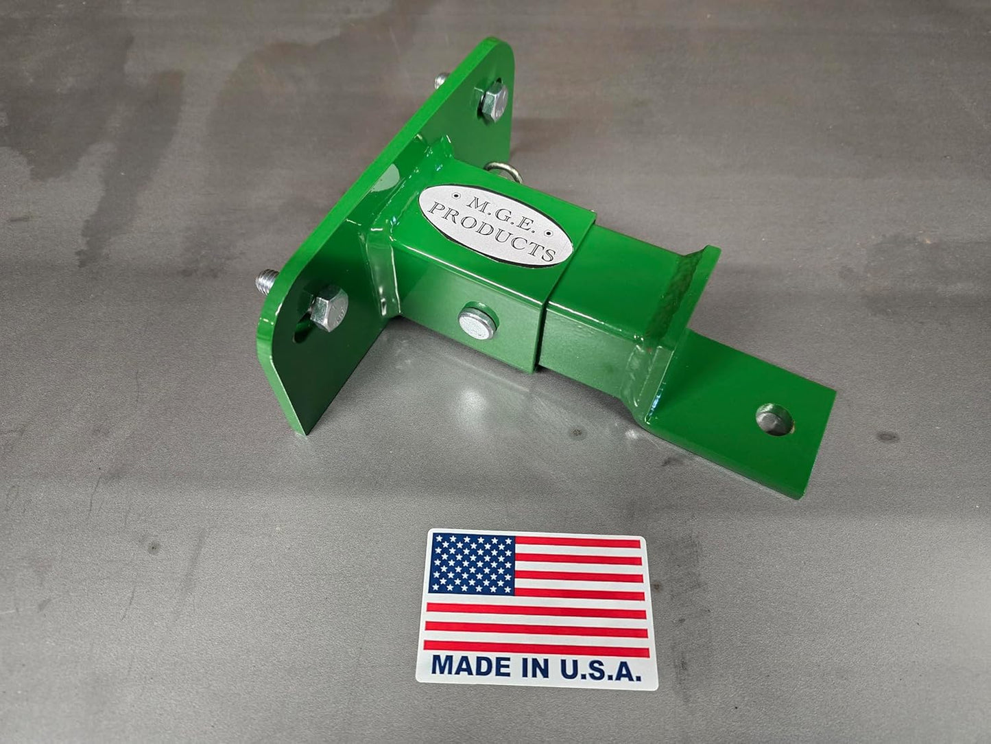 M.G.E. Products Trailer Hitch Compatible with John Deere Z Trak Mower Z325E & Z320M Models - Heavy Duty Alloy Steel Attachment with Powder Coating in John Deere Green - USA Made