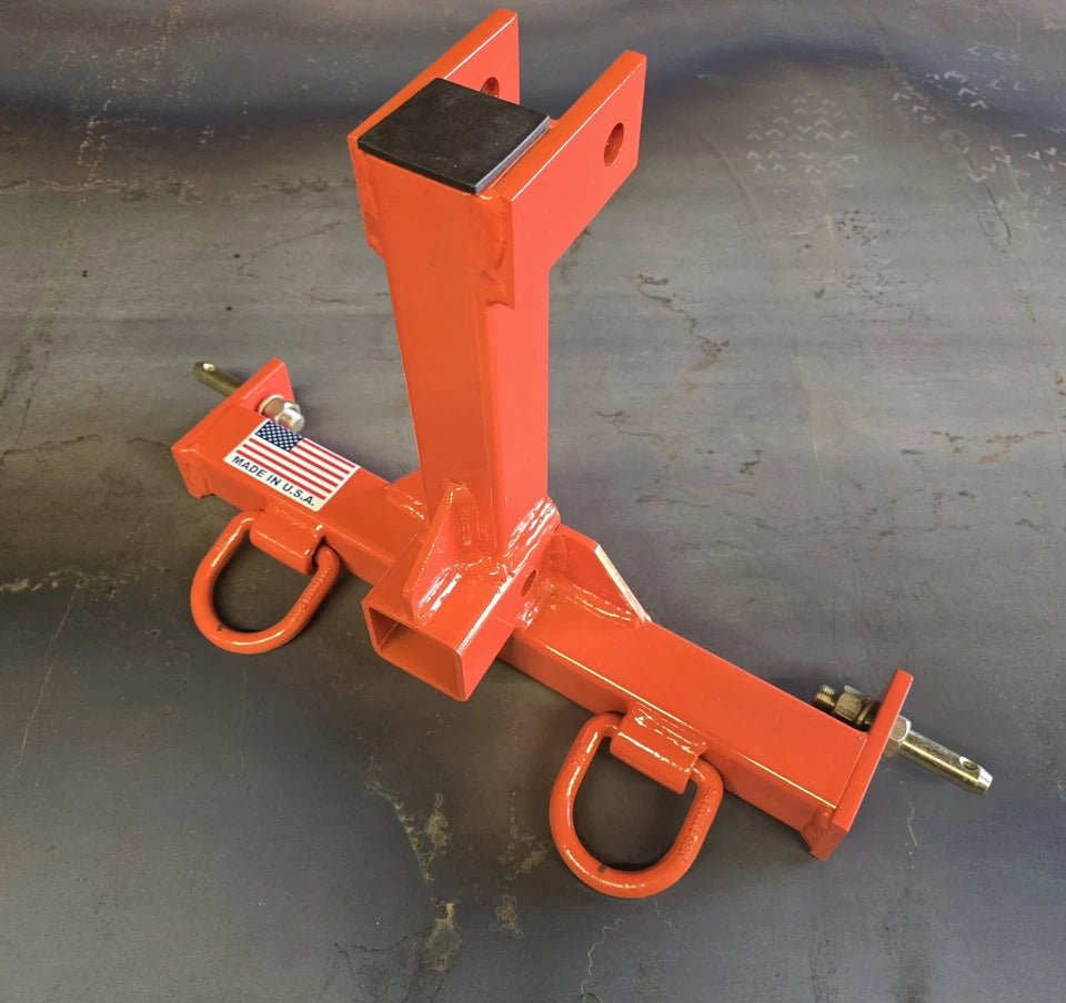 M.G.E. Products Custom CAT 0 Farm Tractor Skid 3 Point Hitch Drawbar Receiver Hitch - Orange