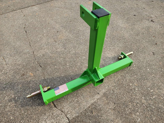 Custom Made 3 Point Hitch Category 1 Drawbar Receiver Hitch for Light Duty Tractors - Standard 7/8 Inch Draw Pins - Powder Coated - Made in The USA - John Deere Green