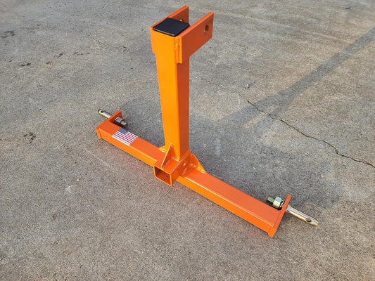 Custom Made 3 Point Hitch Category 1 Drawbar Receiver Hitch for Light Duty Tractors - Standard 7/8 Inch Draw Pins - Powder Coated - Made in The USA - Kubota Orange