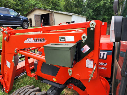 Heavy-Duty Grey Toolbox System Compatible with Kioti RX7320 Tractor and KL7320 Loader