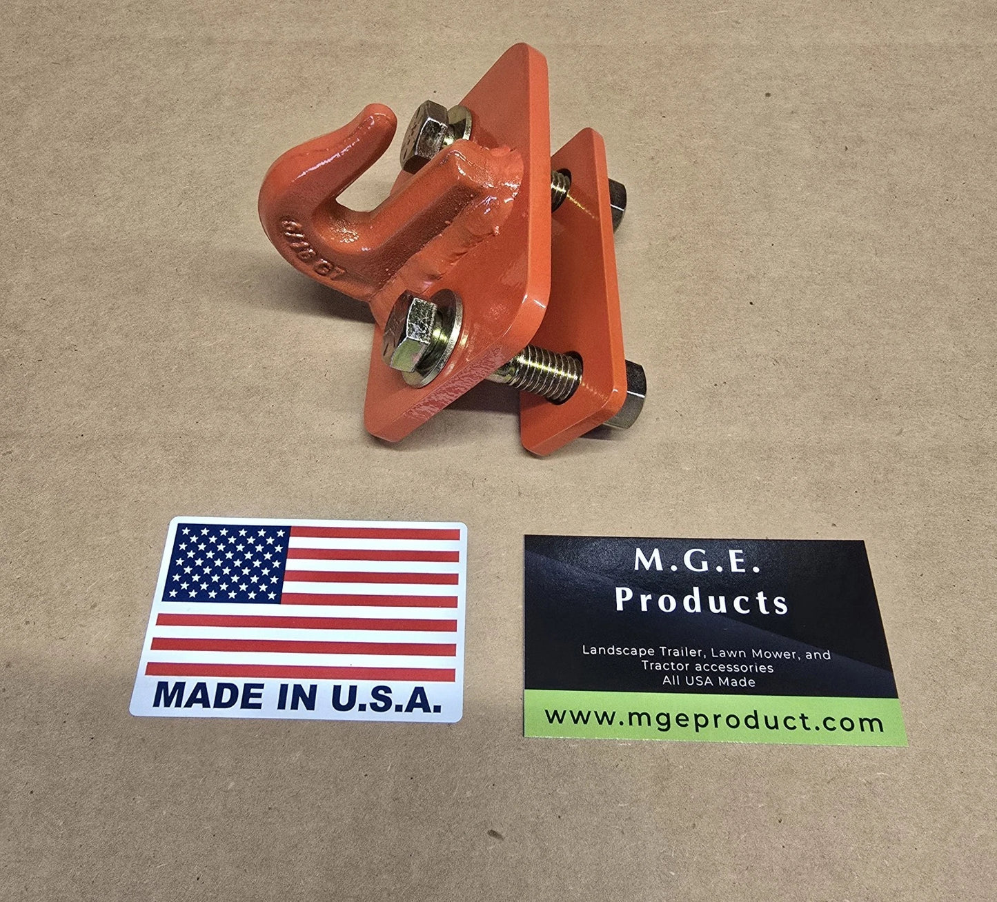 M.G.E. Products Custom 5/16" Bolt On Grab Hooks For Loader Tractor Bucket Heavy Duty Skid Steer - Orange