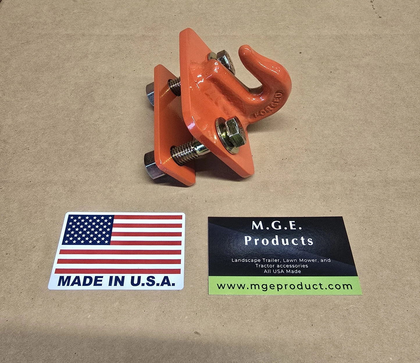 M.G.E. Products Custom 5/16" Bolt On Grab Hooks For Loader Tractor Bucket Heavy Duty Skid Steer - Orange