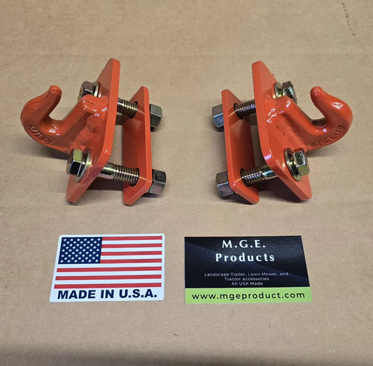 M.G.E. Products Custom 5/16" Bolt On Grab Hooks For Loader Tractor Bucket Heavy Duty Skid Steer - 2 Pack Orange