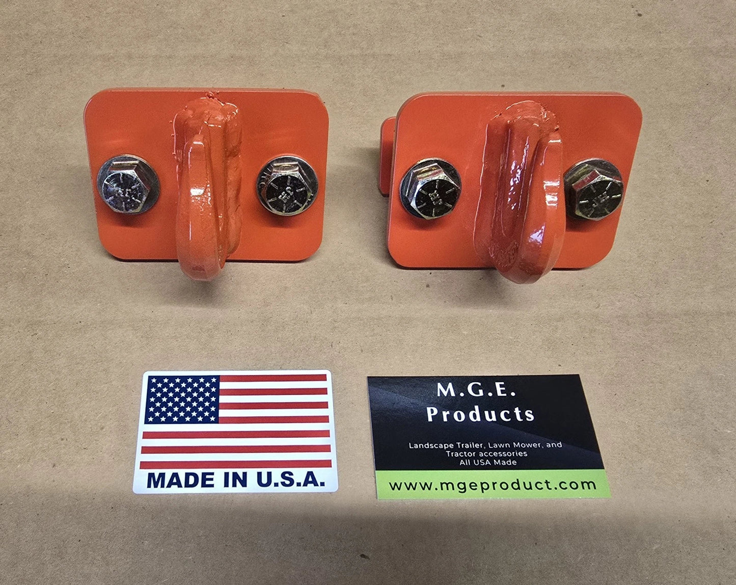M.G.E. Products Custom 5/16" Bolt On Grab Hooks For Loader Tractor Bucket Heavy Duty Skid Steer - 2 Pack Orange
