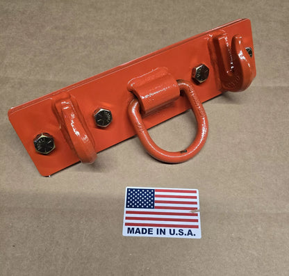 5/16" Heavy Duty Steel Bolt On Grab Hooks and 1/2 D Ring for Loader Tractor Bucket - Pack of (1) - Orange