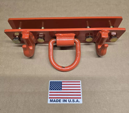5/16" Heavy Duty Steel Bolt On Grab Hooks and 1/2 D Ring for Loader Tractor Bucket - Pack of (1) - Orange