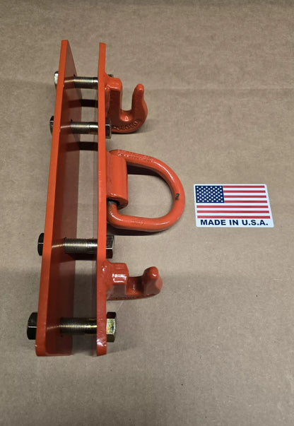 5/16" Heavy Duty Steel Bolt On Grab Hooks and 1/2 D Ring for Loader Tractor Bucket - Pack of (1) - Orange