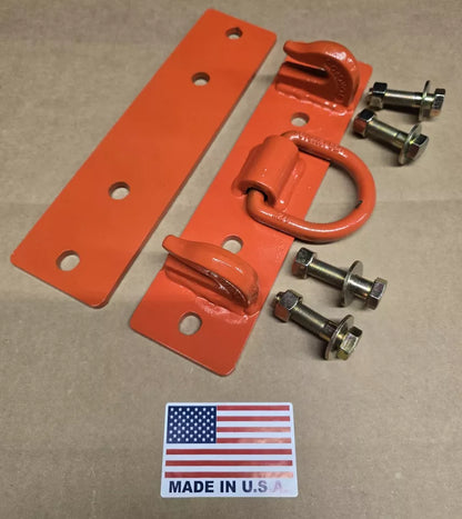 5/16" Heavy Duty Steel Bolt On Grab Hooks and 1/2 D Ring for Loader Tractor Bucket - Pack of (1) - Orange