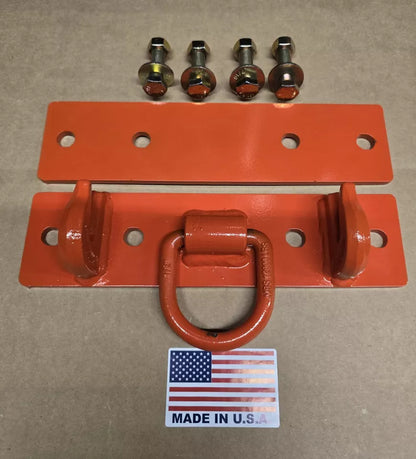 5/16" Heavy Duty Steel Bolt On Grab Hooks and 1/2 D Ring for Loader Tractor Bucket - Pack of (1) - Orange