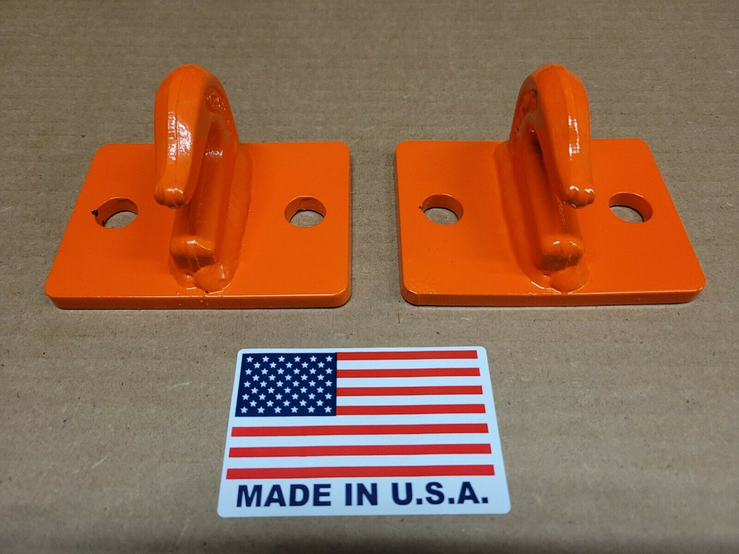 M.G.E. Products 5/16" Heavy Duty Steel Bolt On Grab Hooks for Loader Tractor Bucket - Pack of (2) - Orange