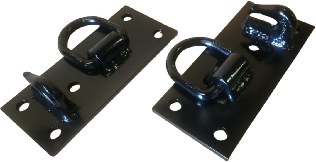 M.G.E. Products Heavy Duty Compact Tractor Bolt on Chain Hooks & D Ring Mount Plate USA-Made | Bolt-on Towing Attachments & Loader Accessories | 2 Pack (Black)