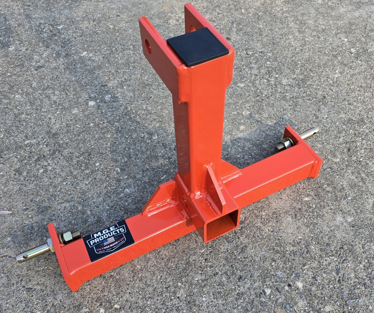 M.G.E. Products Heavy Duty 3 Point Category 0 Drawbar Receiver Hitch Tow Bar - Powder Coated, Standard Fit for 2" Receiver & 5/8 Inch Draw Pins- Made in USA - Kubota Orange