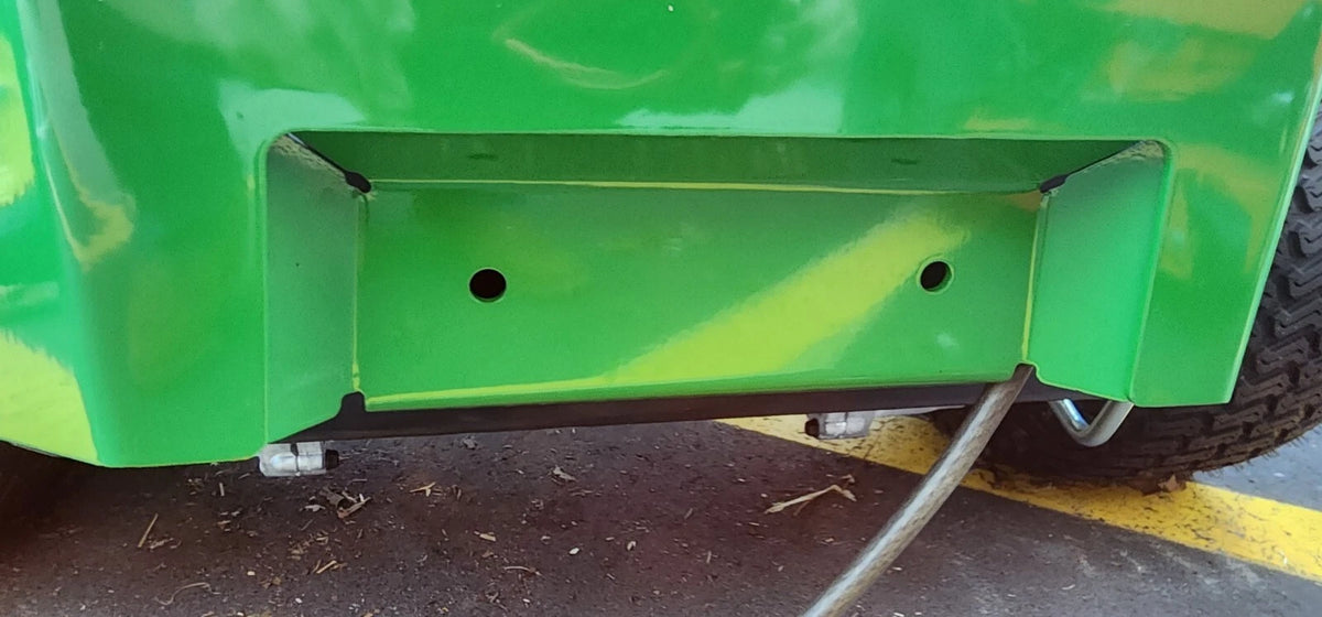 M.G.E. Products Trailer Hitch Compatible with John Deere Z Trak Mower Z325E & Z320M Models - Heavy Duty Alloy Steel Attachment with Powder Coating in John Deere Green - USA Made